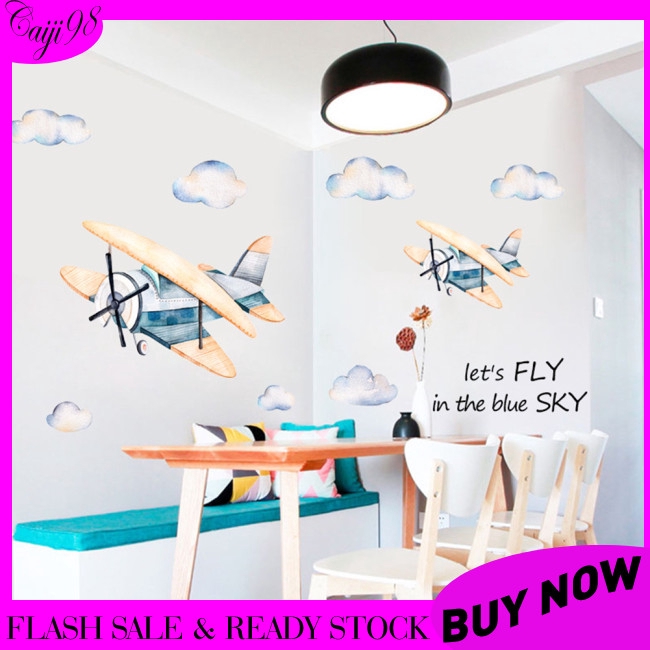 Watercolor Airplane Pattern Wall Sticker Kids Baby Rooms Home Decoration Nursery Wallpaper