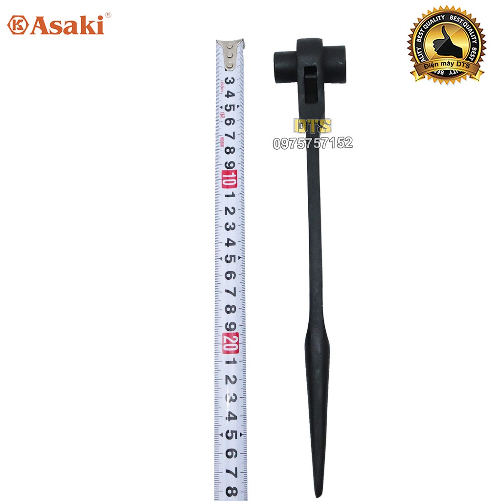 Cờ lê đuôi chuột cao cấp 14-17 mm Asaki AK-6452, cờ lê giàn giáo 2 đầu tự động thép Chrome Vanadium, công tắc đảo chiều