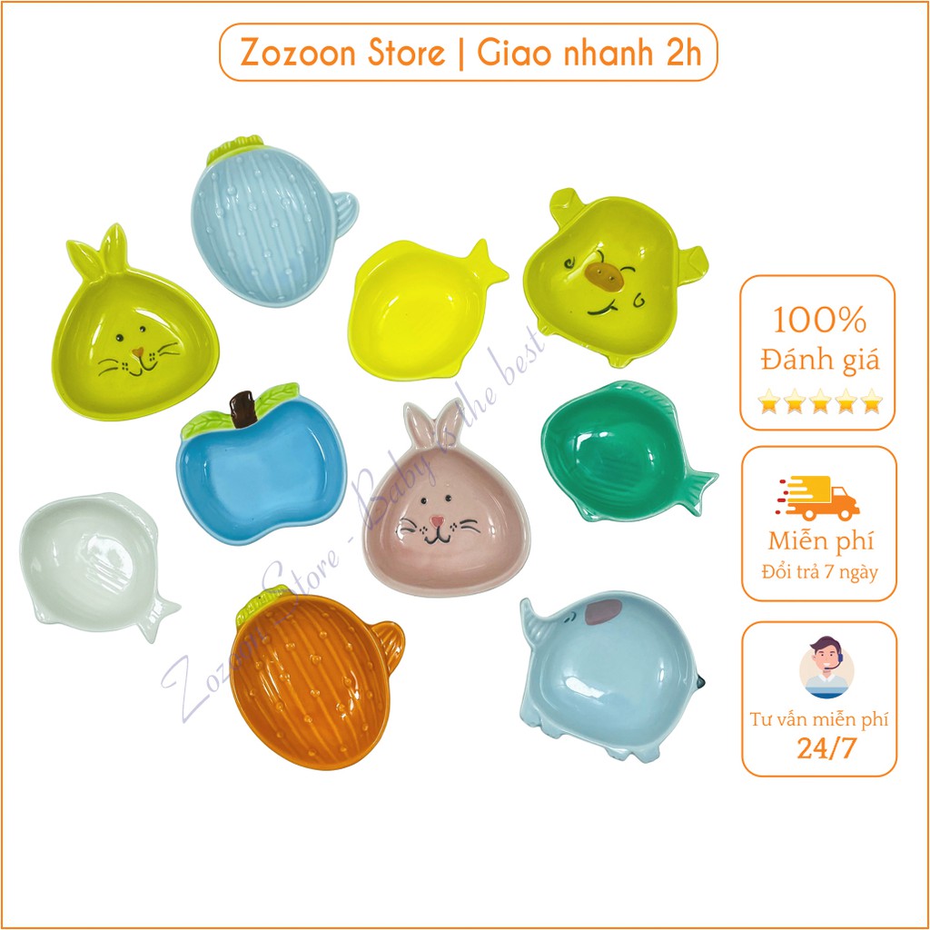 Đĩa sứ ăn dặm mini cho bé hình thú ngộ nghĩnh làm bằng chất liệu gốm sứ chịu nhiệt cao cấp - Zozoon Store