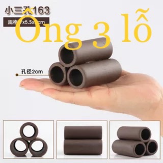 Đồ chơi tép cảnh bằng gốm 3 lỗ - hang gốm cho cá và tép cảnh cư trú