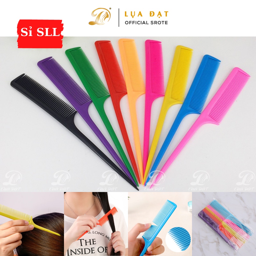 Lược rẽ ngôi đuôi nhọn lược chia tóc chải tóc nhiều màu chuyên dụng cho salon tóc