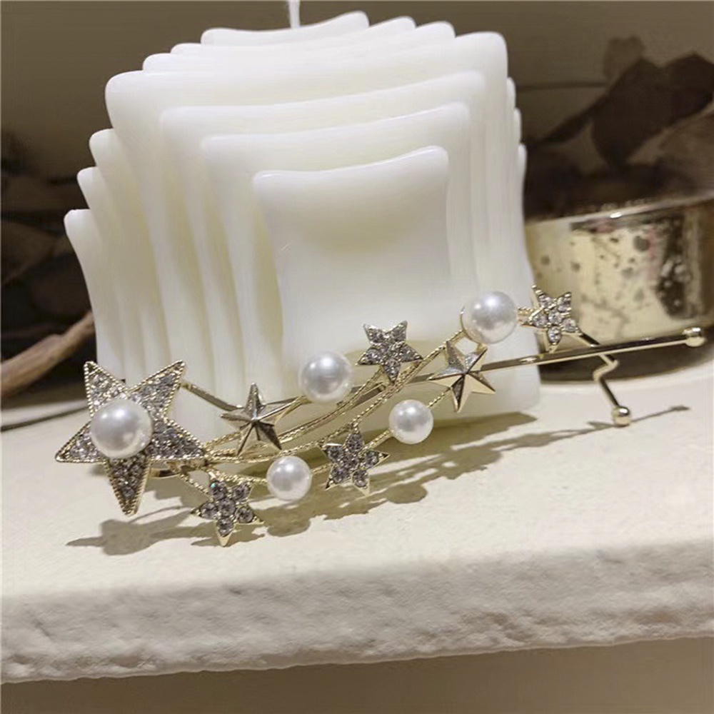 Kẹp Tóc Hình Ngôi Sao Đính Ngọc Trai Lãng Mạn Cho Nữ