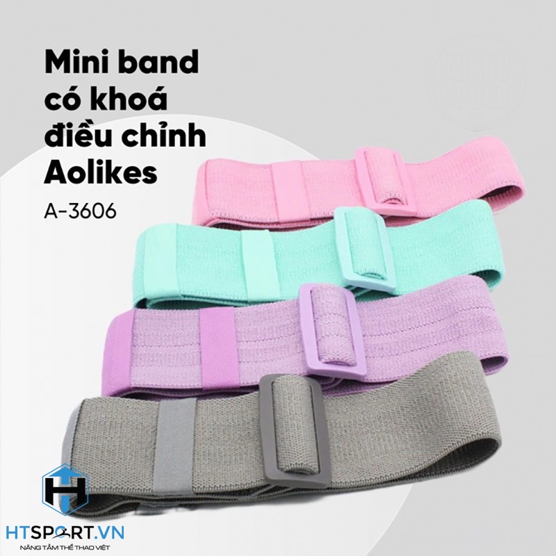 Dây Kháng Lực Mini Band, Dây Đàn Hồi Tập Chân Mông Miniband Aolikes AL 3606 Có Khóa Điều Chỉnh Chính Hãng