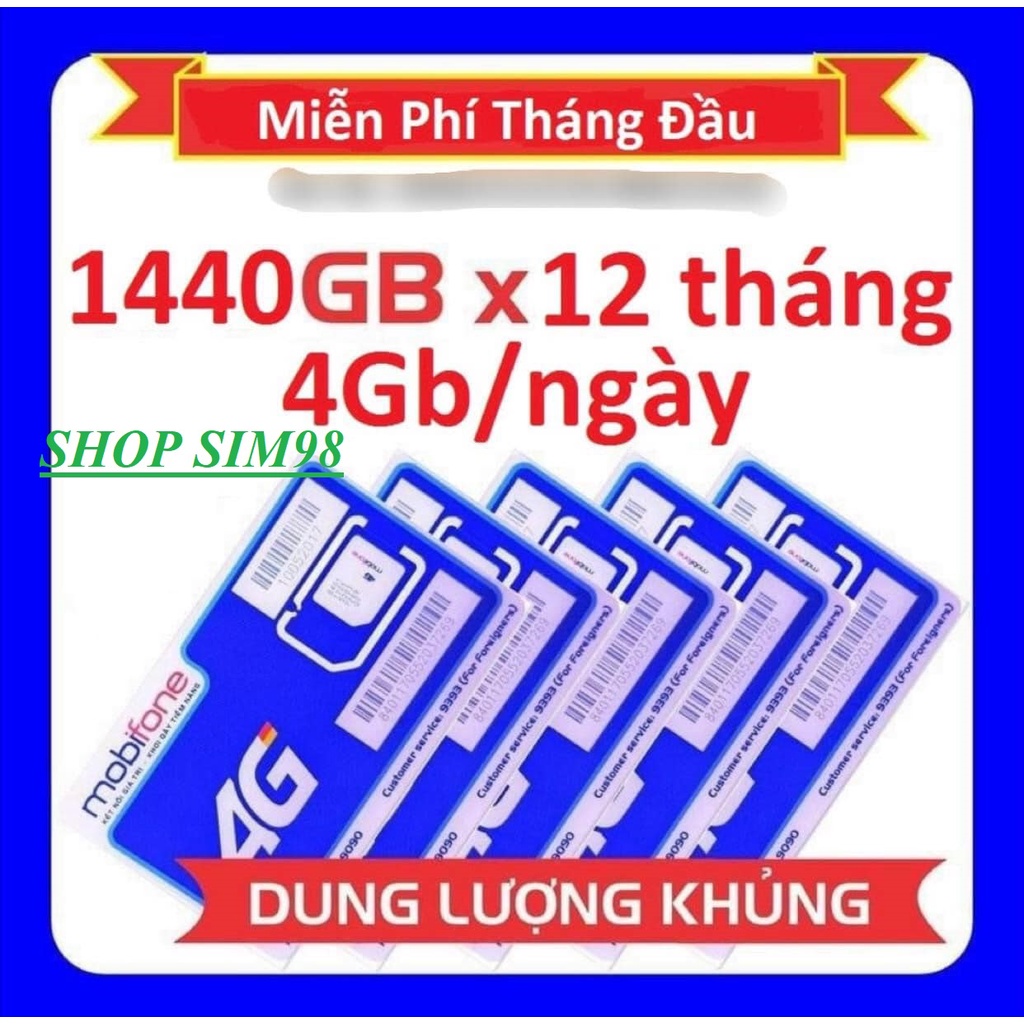 SIM 12FD50 MobiFone tặng 1440GB - Miễn phí 12 tháng