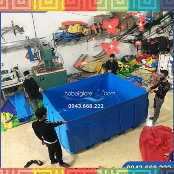 bồn bạt nuôi cá koi,bể bạt nuôi cá khung kim loại,hồ bạt nuôi cá,bể cá bằng bạt pvc,bể bạt nuôi dưỡng cá kt 3x2.5x0.8m
