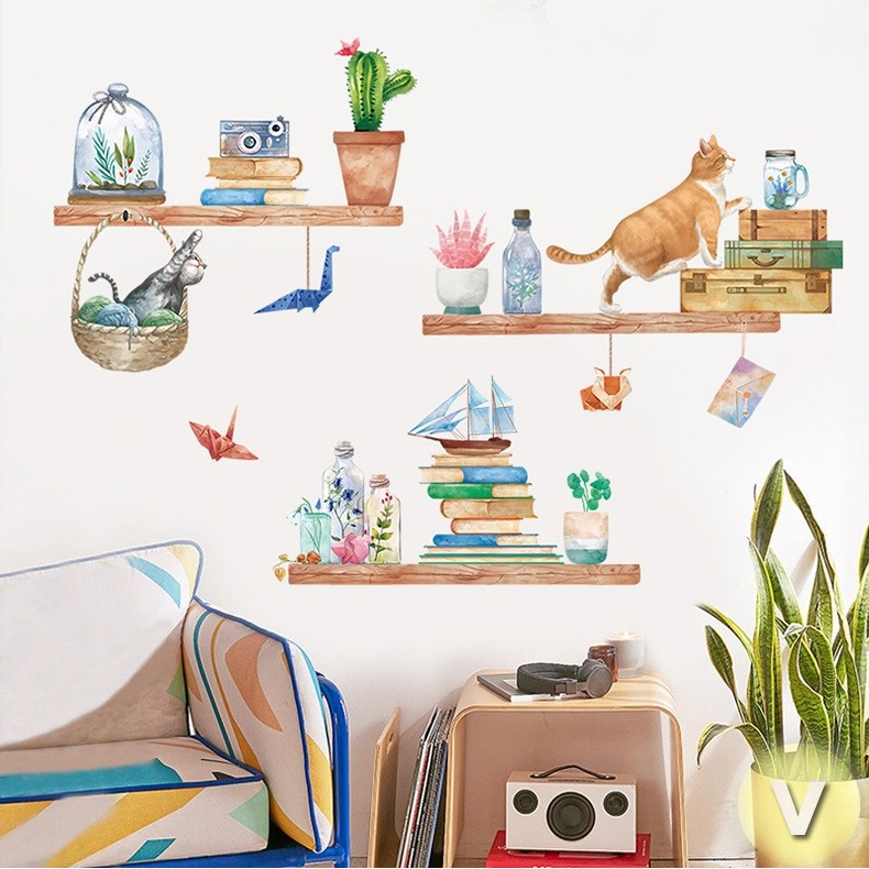 Decal dán tường Mèo con leo trèo