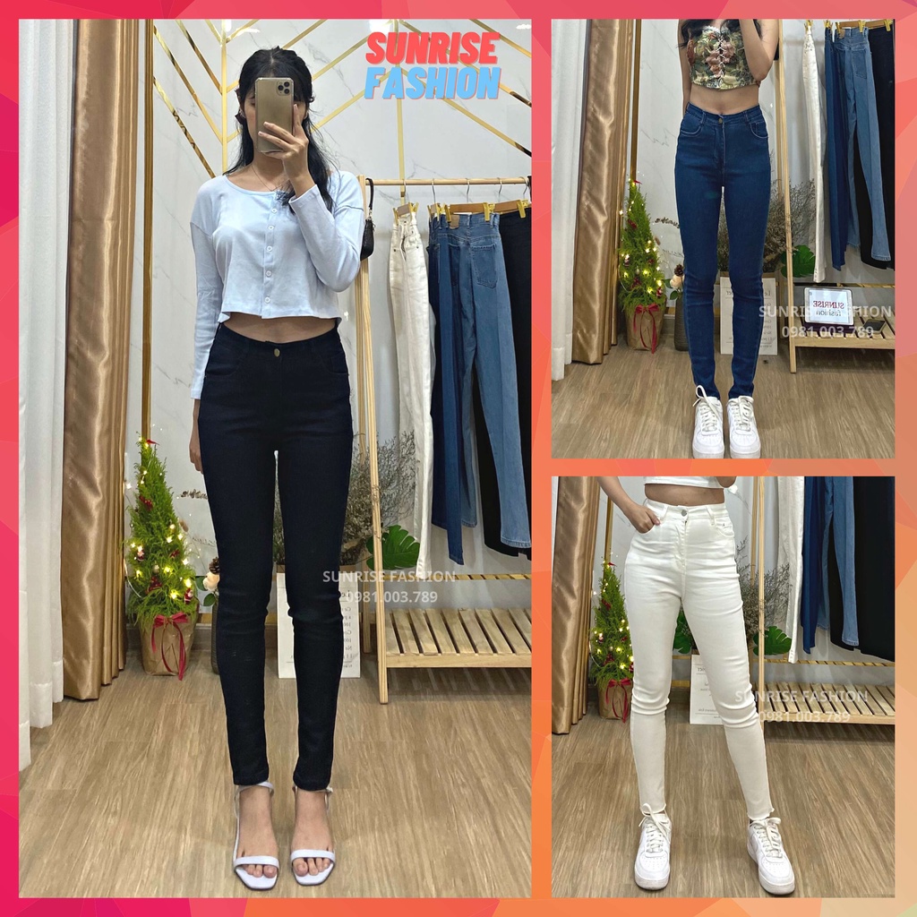 Quần jean skinny nữ lưng cao tôn dáng cao cấp, quần bò nữ cạp cao co giãn Sunrise Fashion S615
