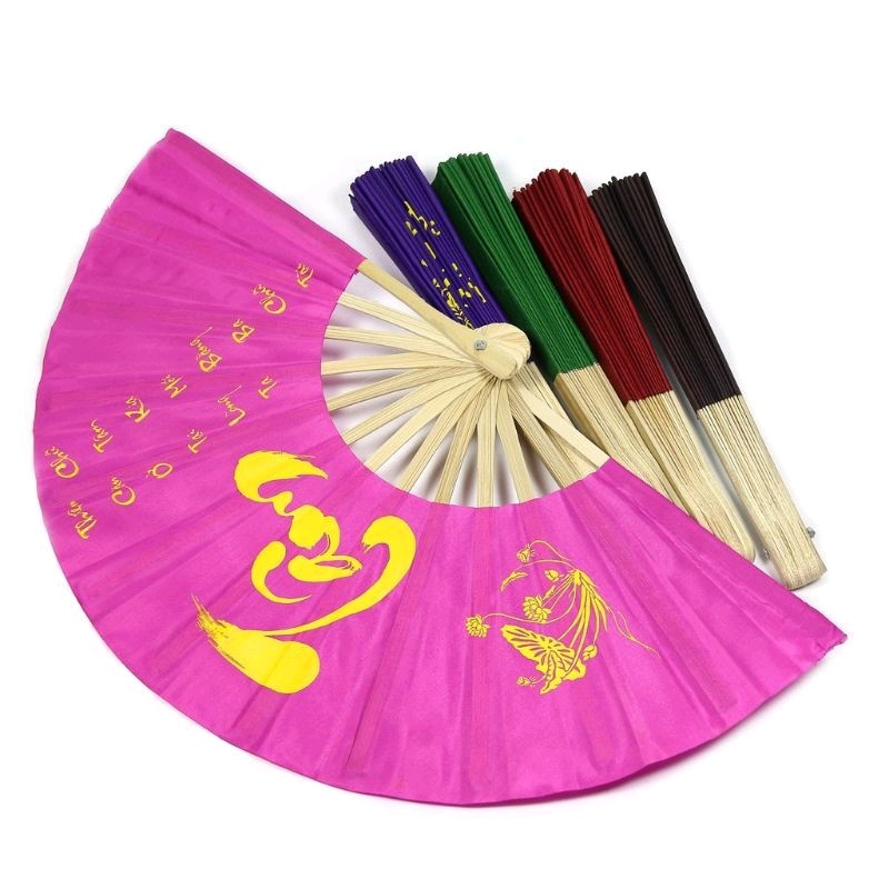 Quạt Vải Lụa, Quạt Tre Vải Xếp Chữ Thư Pháp Truyền Thống - Du Lịch Việt Nam Bền Đẹp Cầm Tay Quạt Mát
