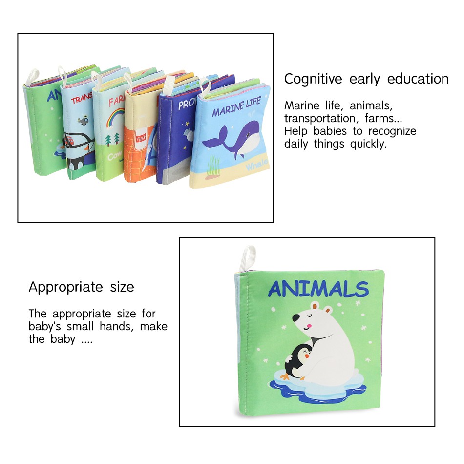 Coolplay Set 6 Sách Vải Mềm Tiếng Anh Chủ Đề Thiên Nhiên Giúp Phát Triển Trí Não Cho Bé