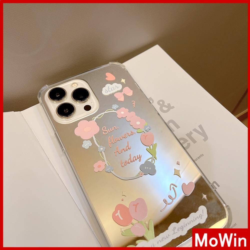 Ốp điện thoại acrylic tráng gương HD chống sốc in hoa tulip thích hợp cho iPhone 11 12 13 PMax 7 Plus Xr