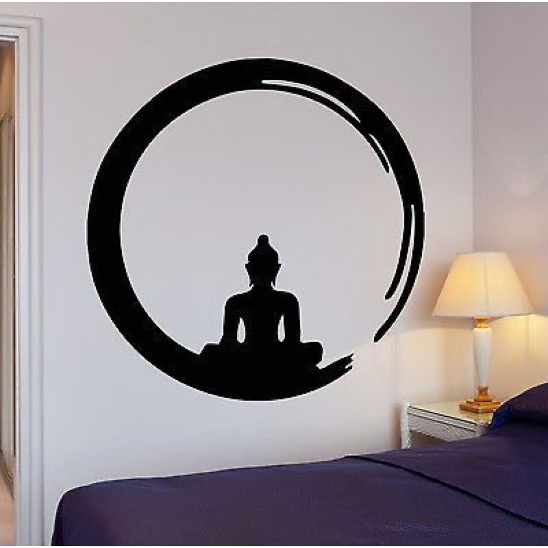 Tranh gỗ hình phật ngồi trong vòng tròn tâm linh | 2 size 30-45cm| TPT002