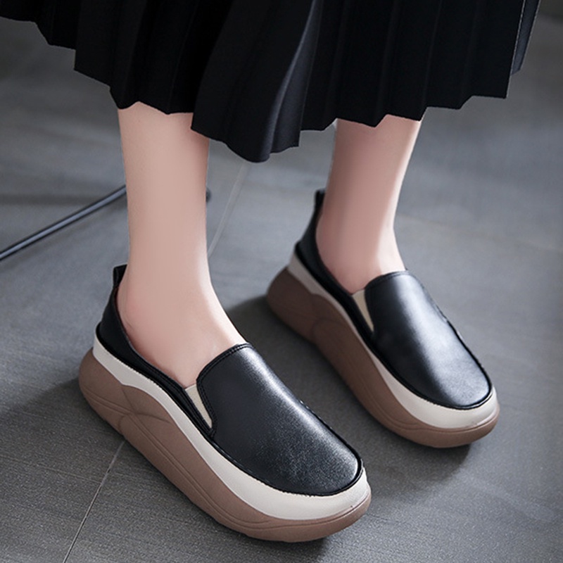 Giày Lười Đế Xuồng Mũi Tròn Phong Cách retro Cho Nữ