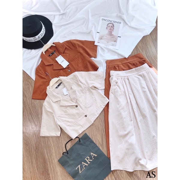 Maihuong ⚡️SET ÁO CỔ VEST MIX CHÂN VÁY LY 2M CHO NỮ