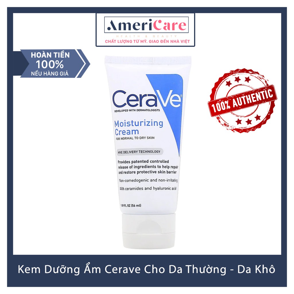 [Bill Mỹ] Kem Dưỡng Ẩm Cerave Cho Da Thường &amp; Da Khô (56 ml) - Cerave Moisturizing Cream For Normal To Dry Skin