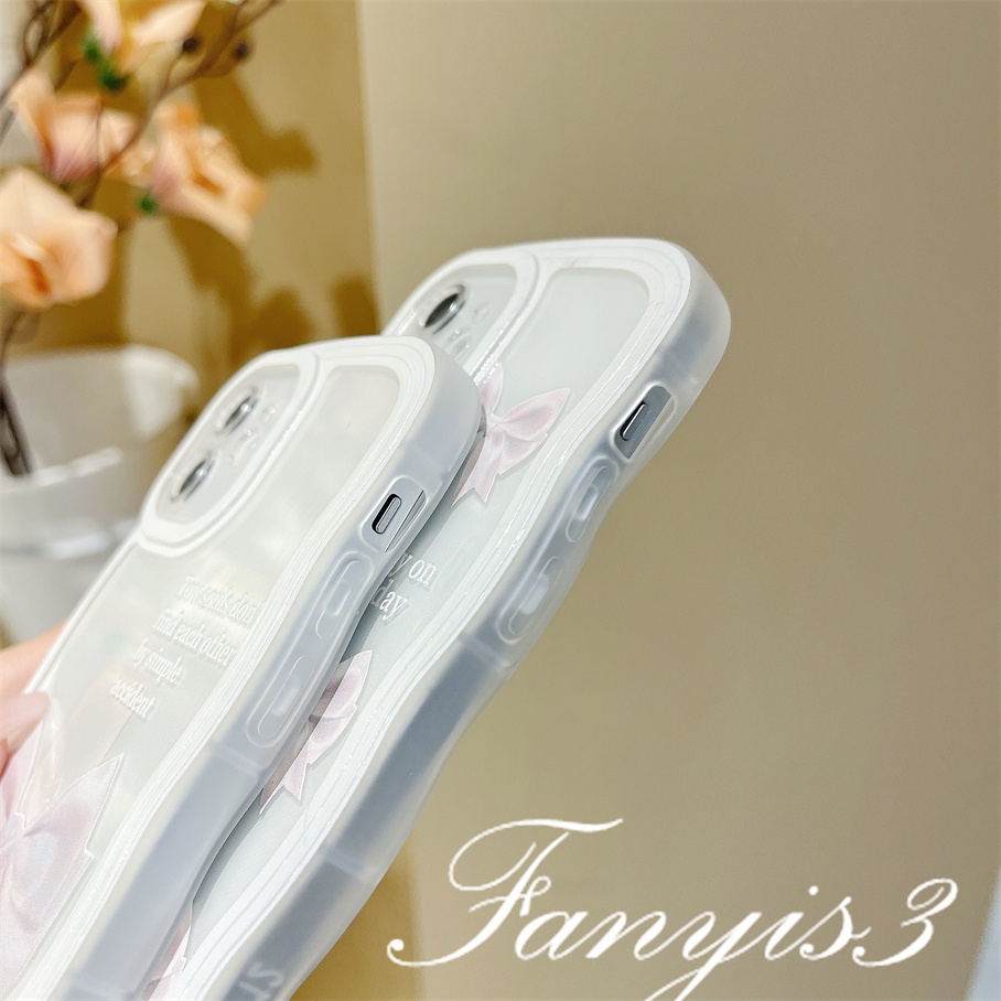 Ốp Điện Thoại TPU Mềm Đính Nơ Viền Lượn Sóng Cho iPhone 14 13 12 11 Pro Max X XR Xs Max 8 7 6 6s Plus SE 2020