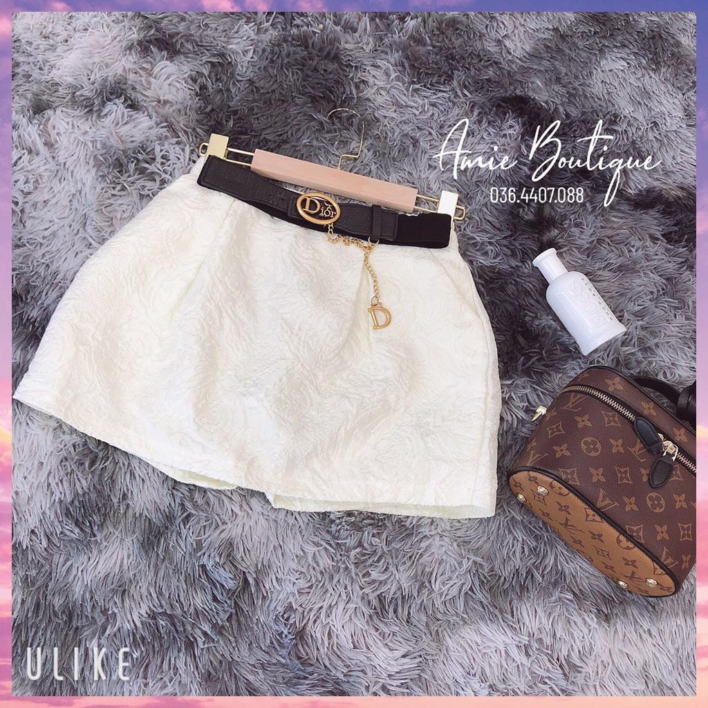 Chân váy Tacta Trắng vân hoa nổi.Chân váy ngắn giấu quần kèm đai sang chảnh. | BigBuy360 - bigbuy360.vn