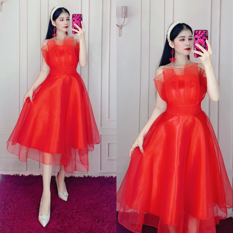 Đầm xoè dự tiệc cúp ngực bo eo con kiến siêu xinh TRIPBLE T DRESS -Size M/L (kèm ảnh/video thật) MS42Y