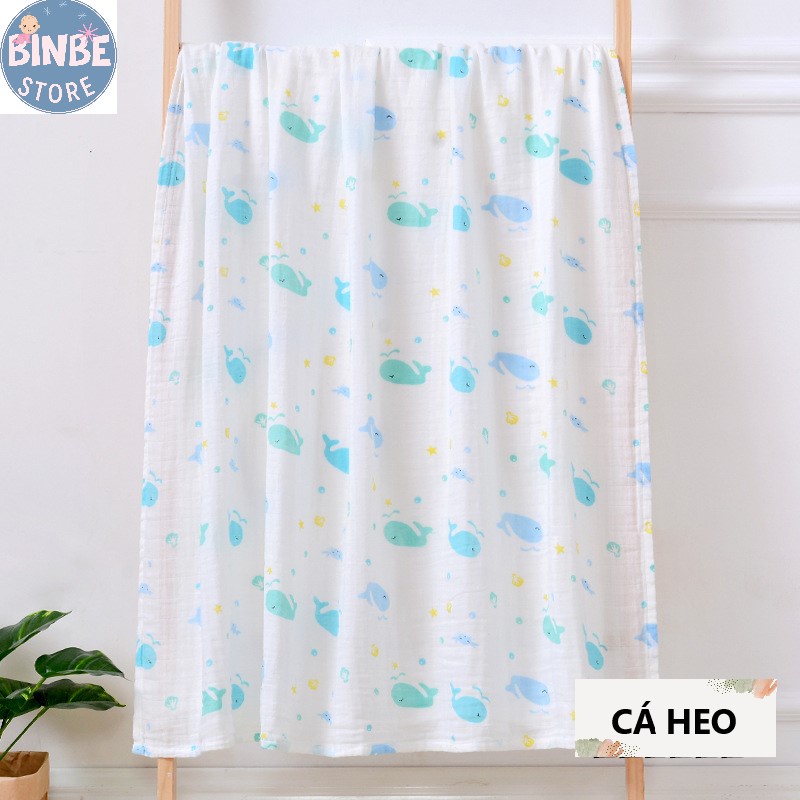 Khăn tắm cho bé, Khăn quấn bé sơ sinh Muslin đa năng size 110*120 mềm mại, thấm nước tốt