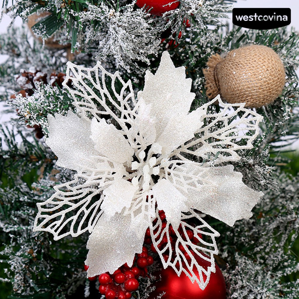 Phụ Kiện Hình Hoa Trang Trí Cây Thông Giáng Sinh Lấp Lánh