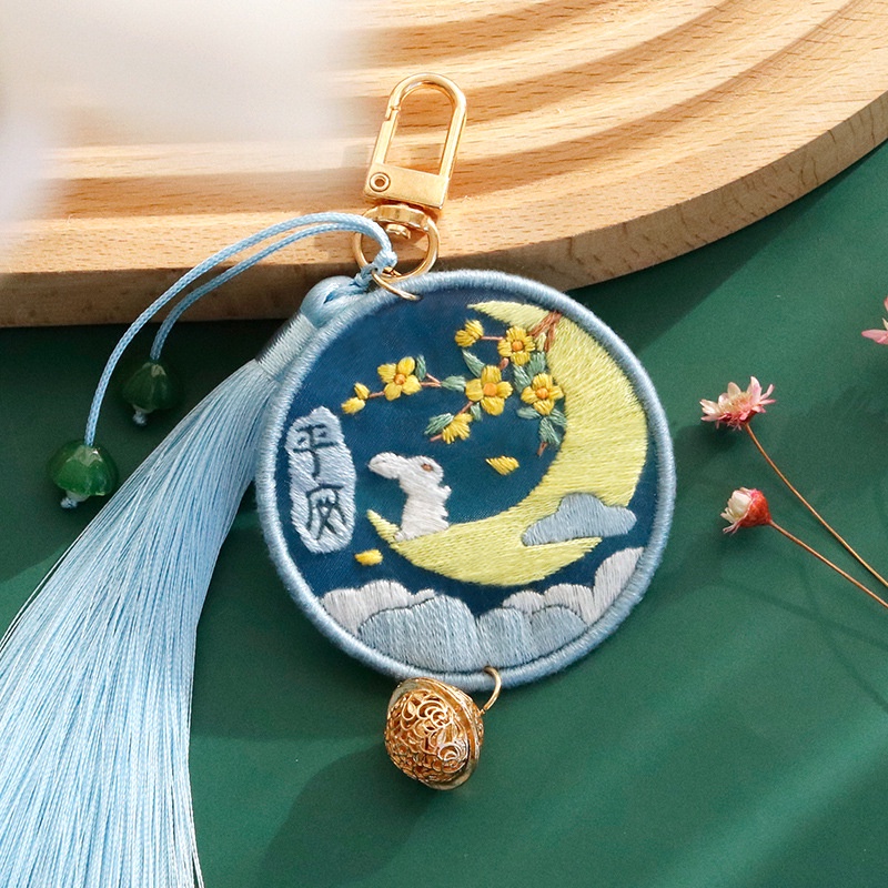 Móc Khóa Thêu Hình Động Vật Hai Mặt Dễ Thương diy