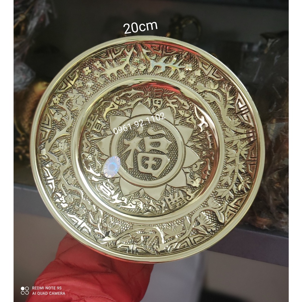 Mâm ngũ quả,mâm bồng bằng đồng nguyên chất 25cm đồ cúng phong thủy
