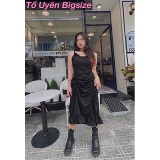 [Bigsize 55-85kg] Váy 2 Dây Dài Xẻ Tà Rút Dây Che Khuyết Điểm Cực Tốt Trend 2021