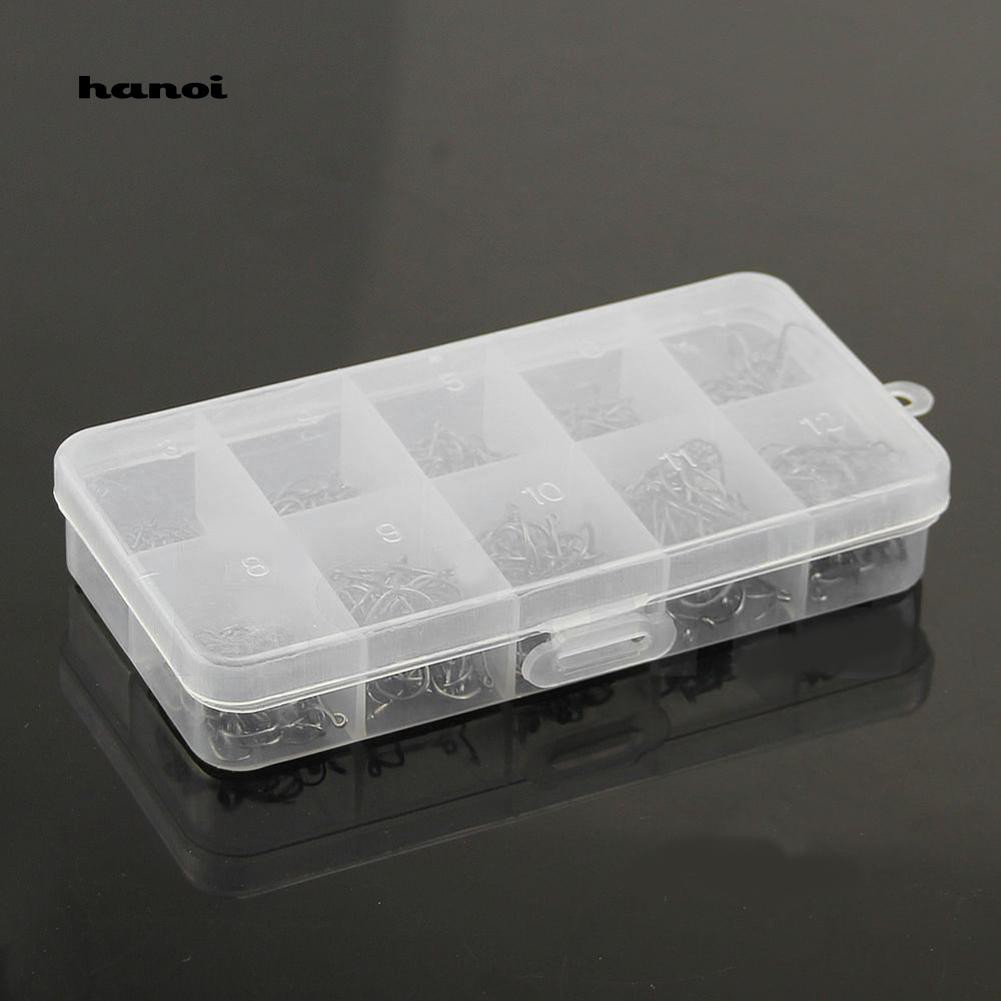 Hộp 500 lưỡi câu bằng thép cacbon 10 kích cỡ tiện dụng cho dân câu cá
