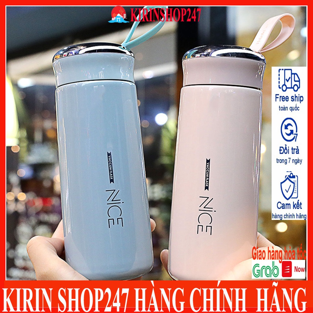 Bình Nước Thủy Tinh Bọc Nhựa Kèm Dây Xách Nice 400ml