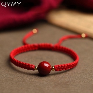 Vòng tay bện dây đỏ đính hạt thủ công dễ thương cho cặp đôi