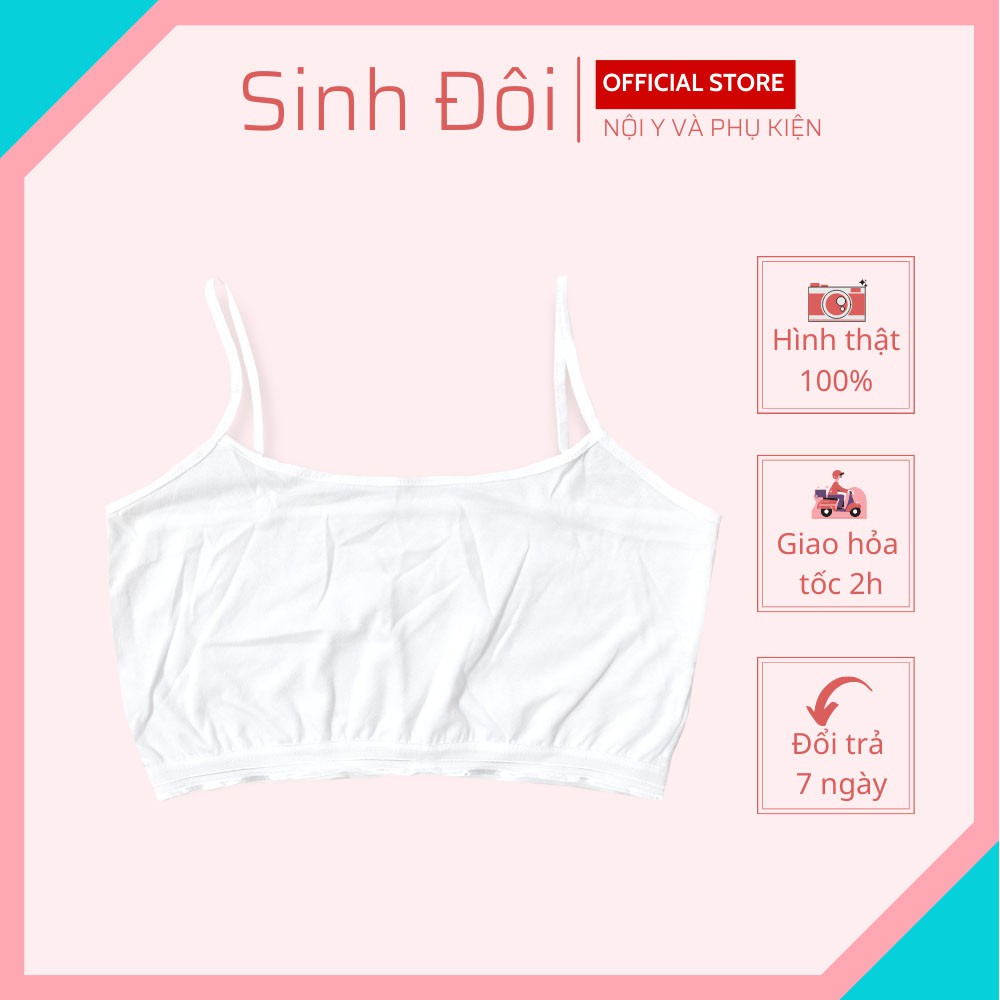 Áo lá học sinh cotton 2 dây không mút đệm cho bé gái mới lớn dậy thì cấp 1, cấp 2, cấp 3 mềm mịn thoáng mát