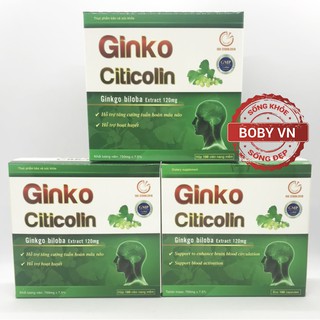 Ginko Citicolin - Ginkgo biloba extract 120mg - Tăng cường tuần hoàn máu não, hỗ trợ hoạt huyết (Hộp 100 viên)