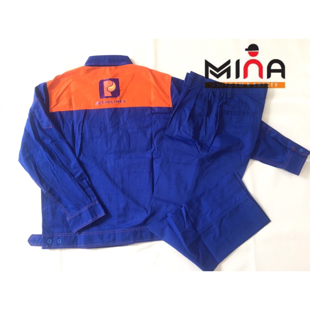 Quần Áo Bảo Hộ Lao Động - Bộ Xăng Dầu  - Xanh Phối Cam - Vải kaki