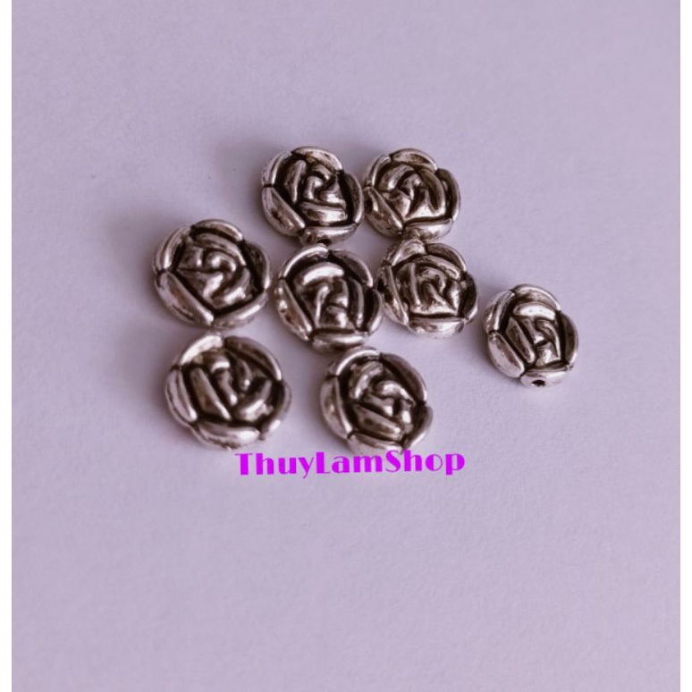 Charm bông hoa 9 cánh bạc thái xâu vòng đẹp