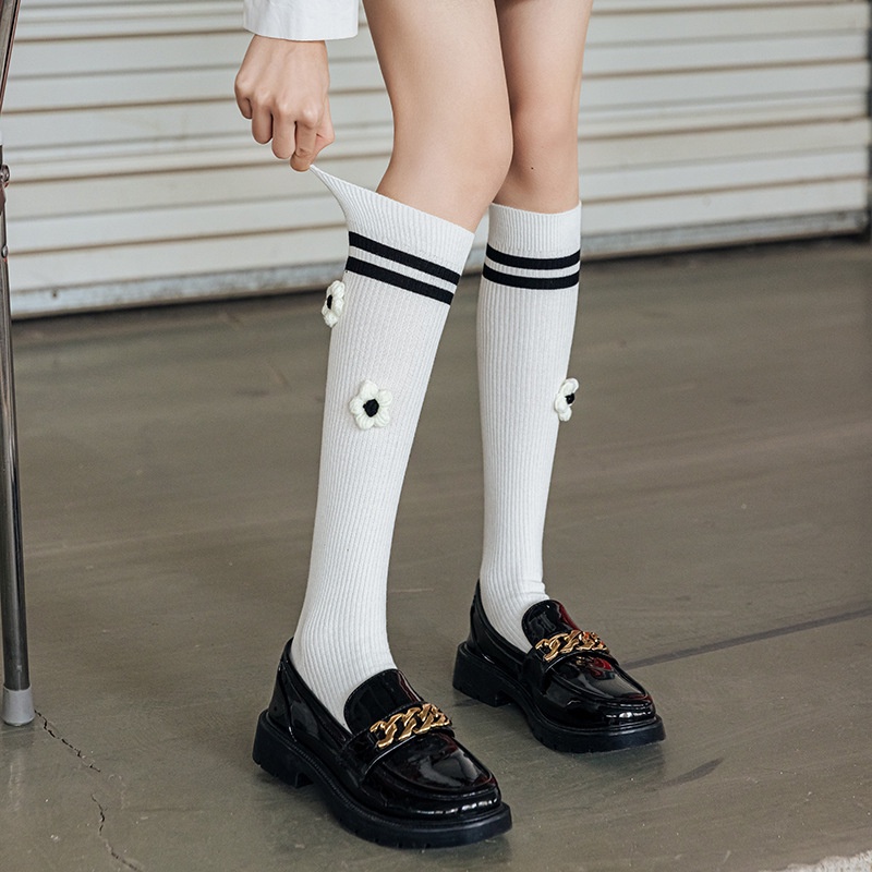 Vớ Nữ Cổ Cao Có Họa Tiết Hoa Nhỏ Phong Cách Hàn Quốc Mới