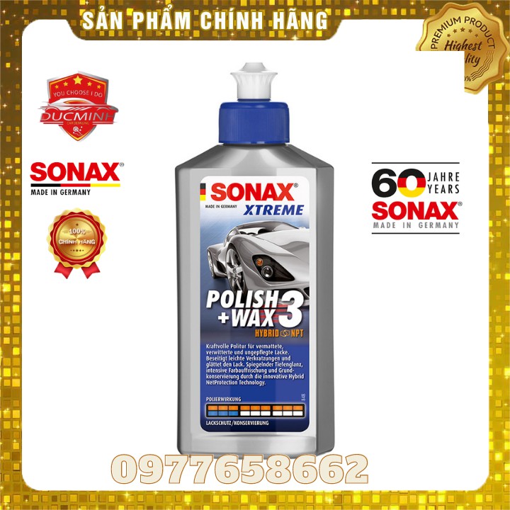 Dung Dịch Xóa Vết Xước ⚡ 𝑭𝑹𝑬𝑬 𝑺𝑯𝑰𝑷⚡Đánh Bóng Bảo Vệ Sơn Xe,Tạo Hiệu Ứng NANO... Sonax Xtreme Polish Wax 3 250ml