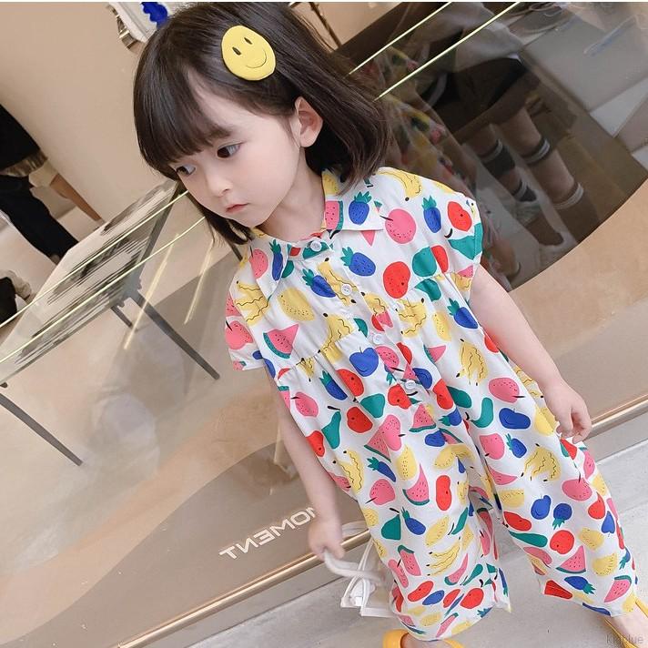 Áo liền quần dáng rộng phong cách Hàn Quốc thời trang năng động mùa hè cho bé gái