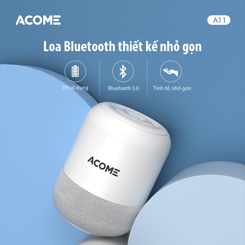 Loa Bluetooth ACOME A11 Công Suất 5W Bluetooth 5.0 Công Nghệ TWS Kiểu Dáng Nhỏ Gọn Chất Âm Trầm