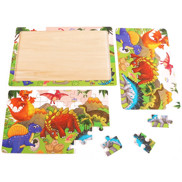 Bộ 30 Miếng Xếp Hình Bằng Gỗ Họa Tiết Hoạt Hình Dễ Thương Cho Bé