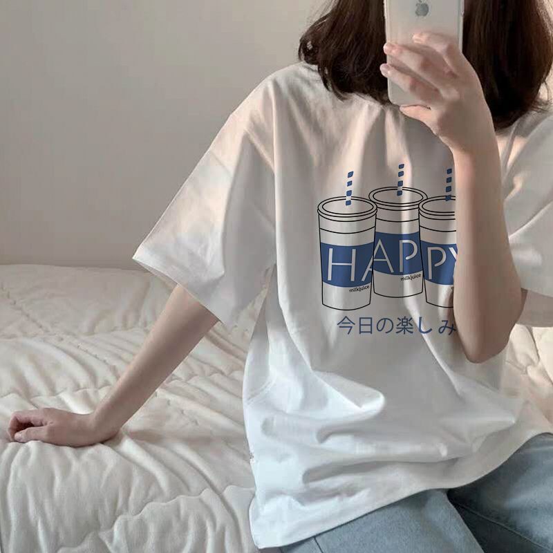 Áo thun nữ oversize 100% cotton phong cách Hajaruku Hàn Quốc ngắn tay dáng rộng AP01 | BigBuy360 - bigbuy360.vn