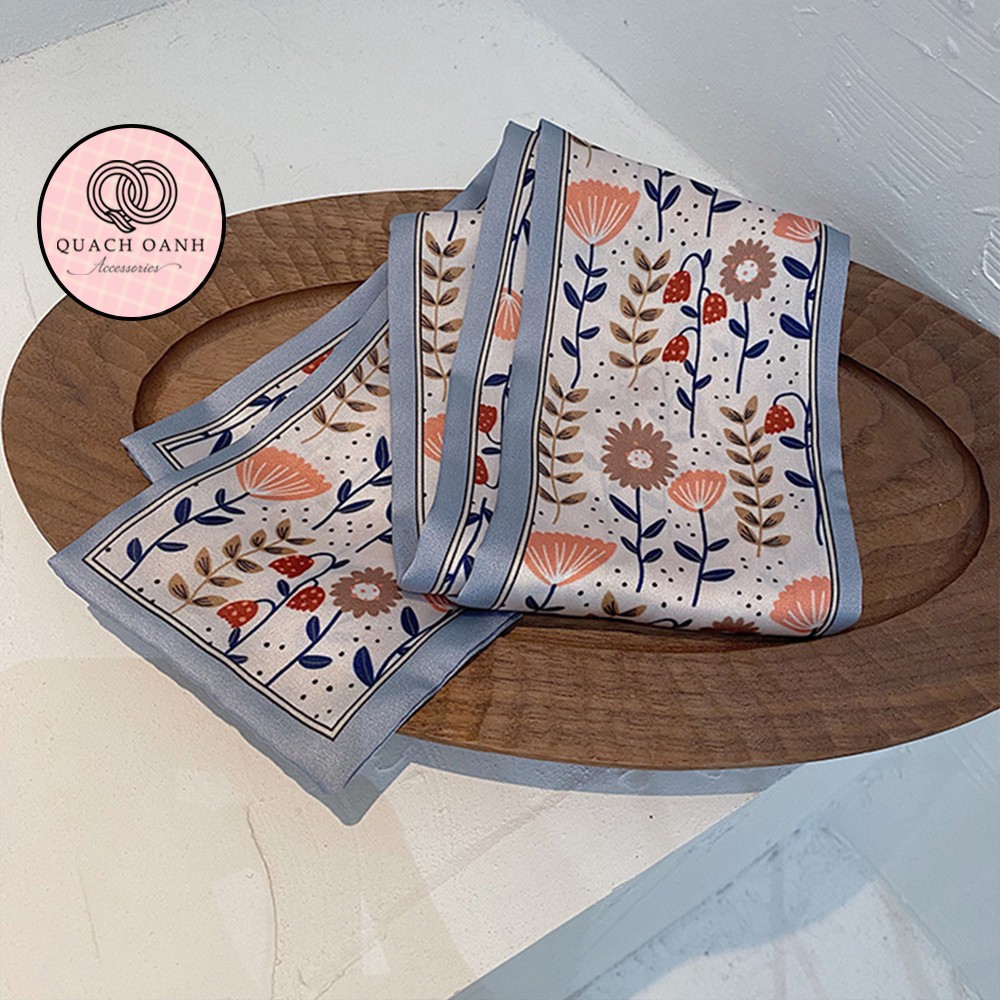 Khăn lụa cổ điển Pháp quàng cổ, quấn ruy băng - KH33
