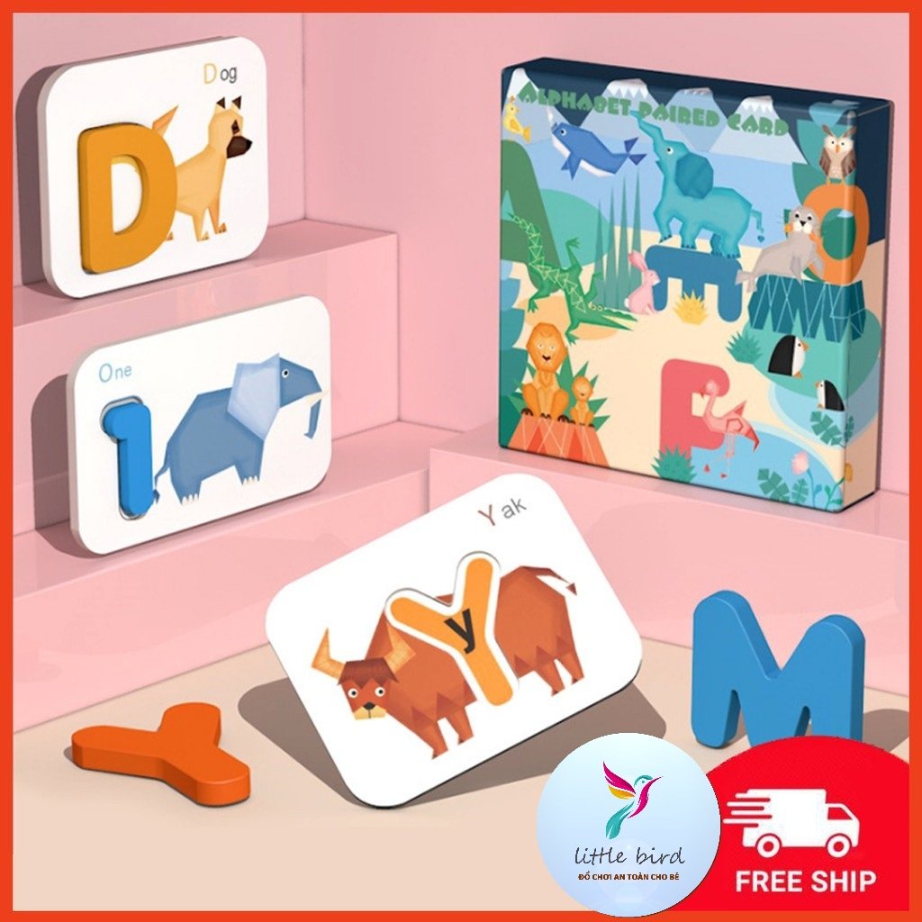 Thẻ chữ cái + số 3D cho bé tập ghép từ vựng tiếng Anh thông minh [Bộ ghép hình]