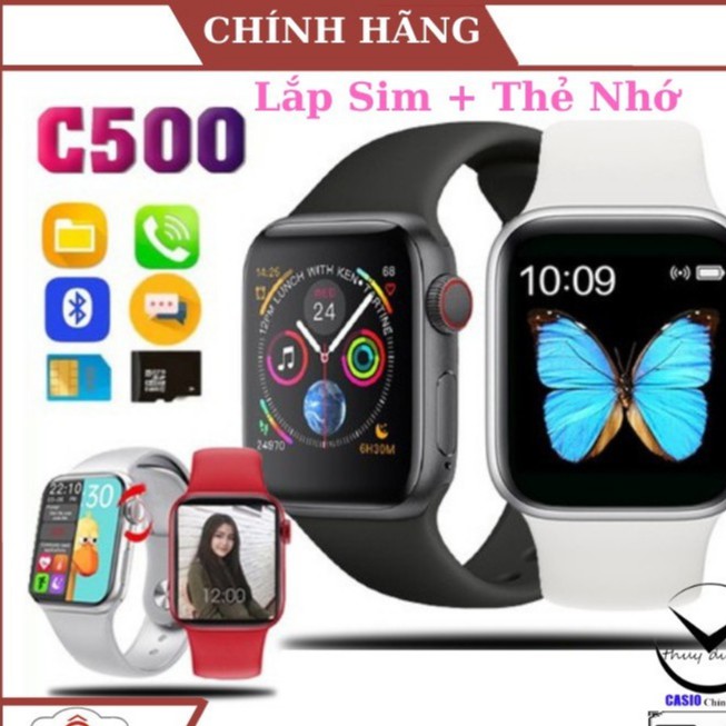 Đồng Hồ Thông Minh C500 Plus Lắp sim Nghe gọi Thay nền tuỳ ý Thay dây thoải mái Tiếng Việt 42mm 5.0