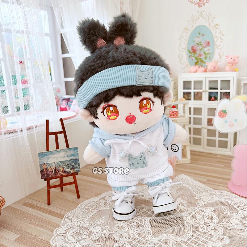 Búp Bê Xiao Rabbit Xiao Zhan Sean Xiao Có Mũ Trùm Đầu Màu Xanh Dương 20cm Quà Tặng Trang Phục Idol