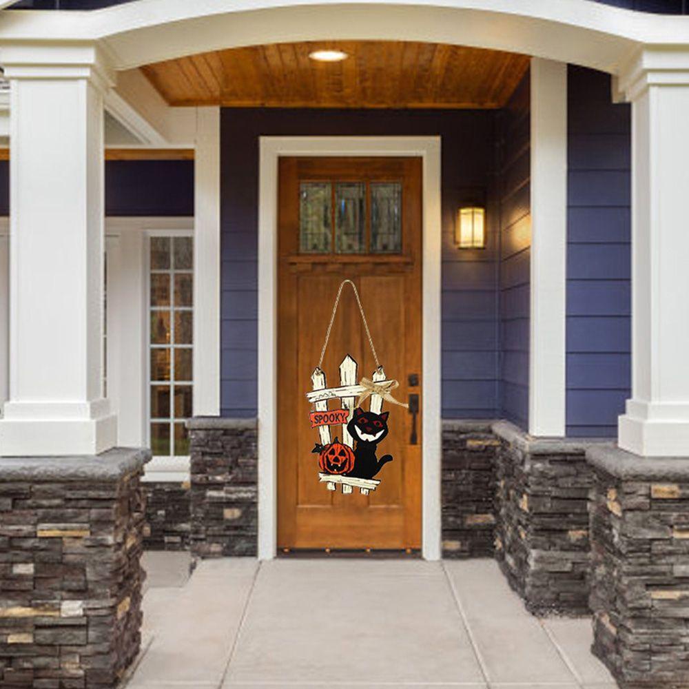 Epoch Bảng Gỗ Treo Tường Trang Trí Hình Mèo Đen Bí Ngô