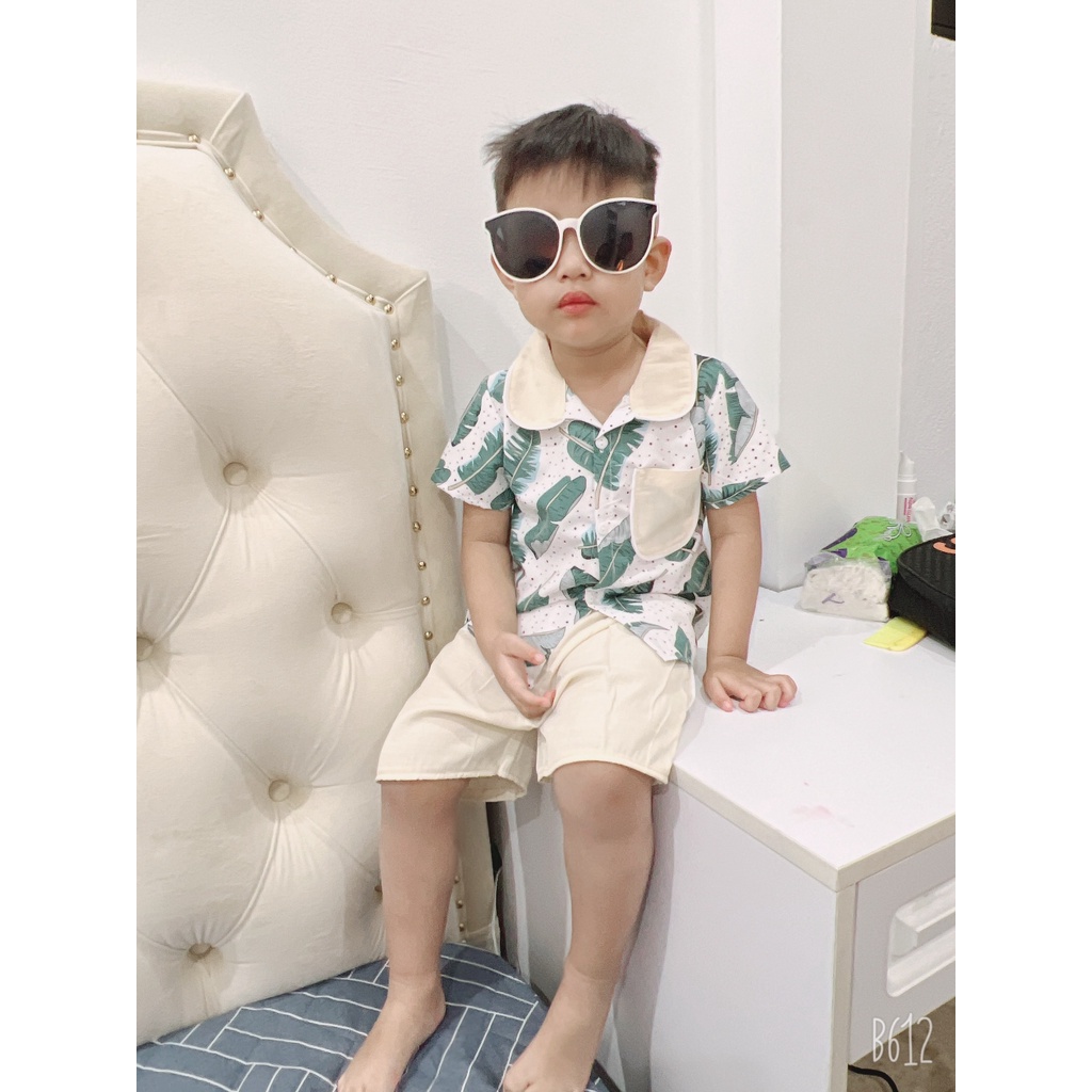 Bộ quần áo bé trai công tử mùa hè 10kg đến 20kg - Bộ quần áo hoa lá bé trai hàng cao cấp mới về hot nhất 2022.