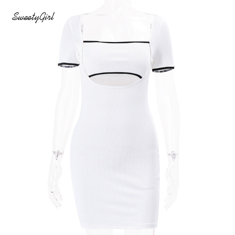 Đầm Mini Cổ Tròn Tay Ngắn Màu Sắc Tương Phản Thời Trang Quyến Rũ Cho Nữ 2022