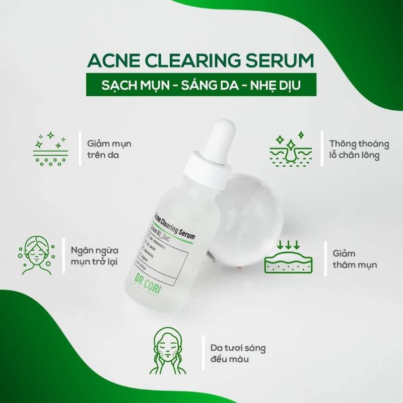 Tinh chất cho da mụn Dr Cori Acne Clearing Serum, Serum B3 ZinC 30ml