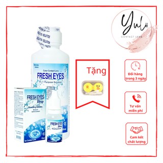 Combo ngâm lens và nhỏ mắt lens FRESH Hàn Dành cho mắt nhạy cảm|YuLii Lens