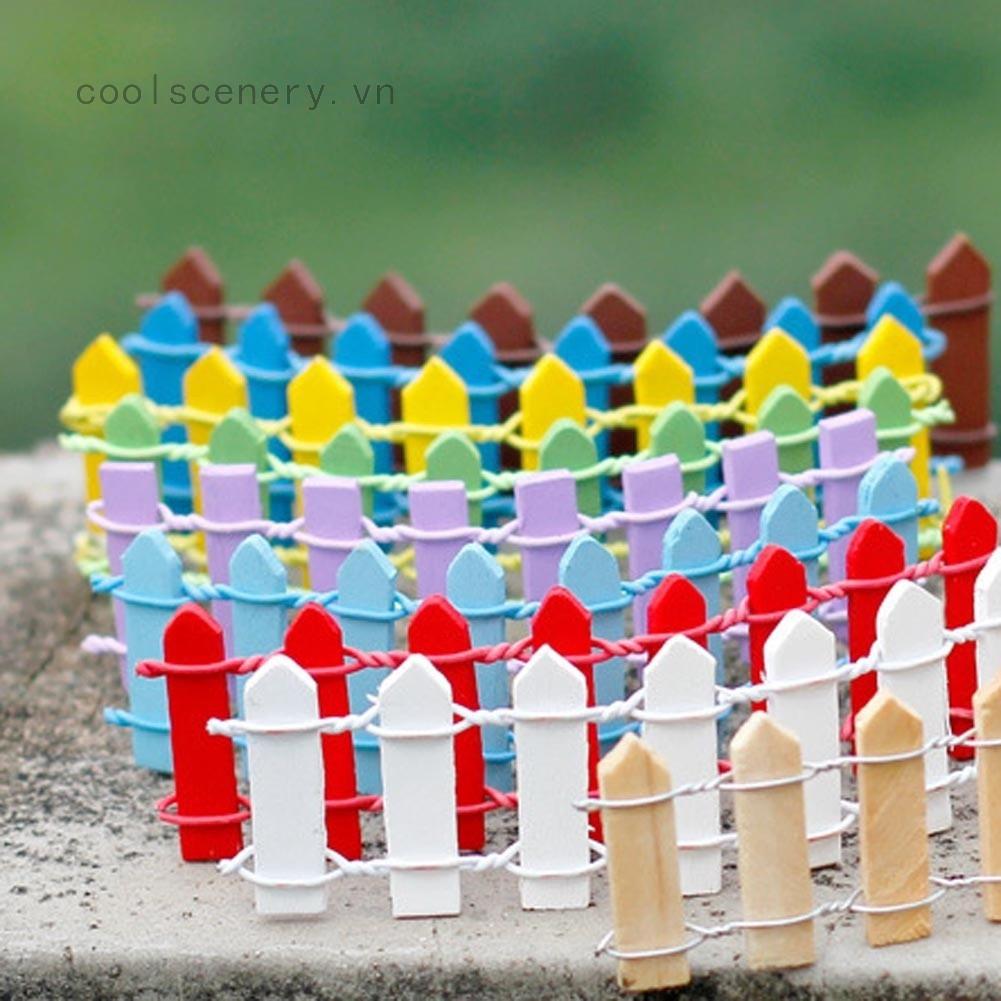 Hàng rào gỗ mini màu trơn trang trí tiểu cảnh/cây cảnh đa dụng