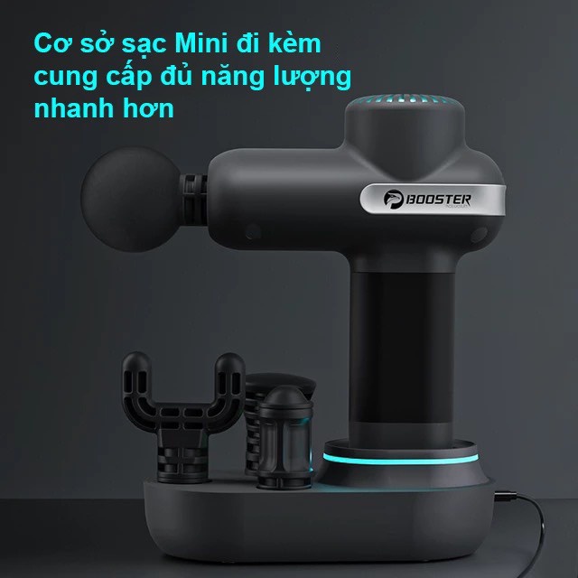 TẶNG TÚI ĐỰNG - BOOSTER LIGHT MINI Máy Massa cầm tay mini Công suất 70W, 4 Đầu 5 Chế Độ Làm Giảm đau cơ, thư giãn